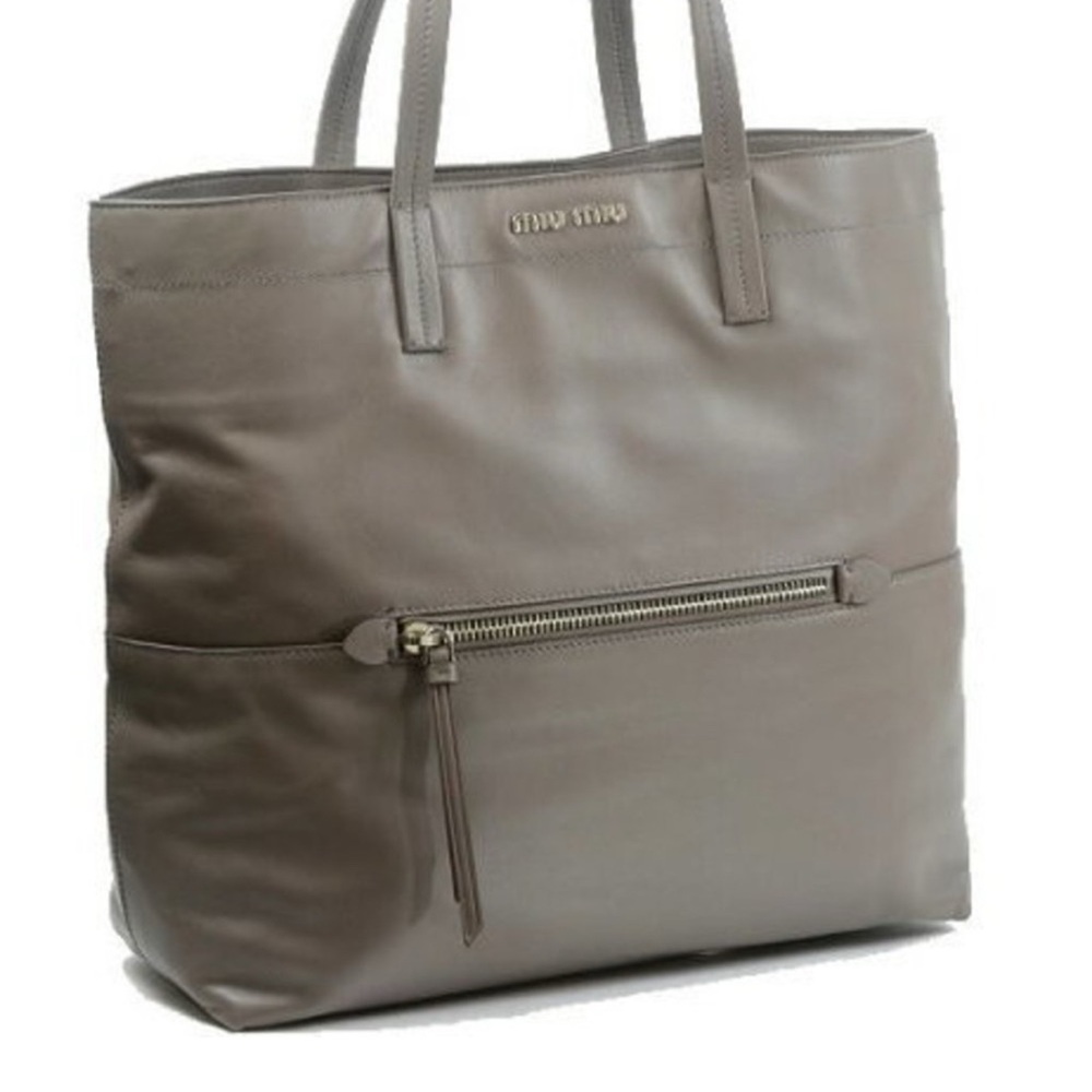 Miu Miu Taupe Leather Tote